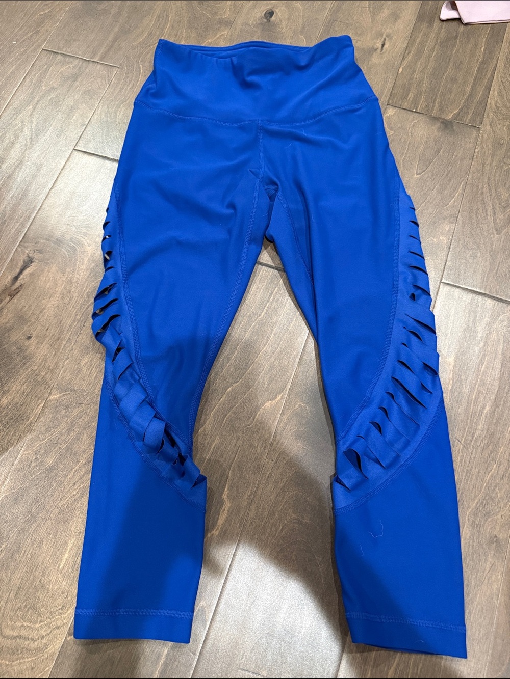 90 Degree By Reflex Royal Blue Capri Leggings with Side Cutout Detail